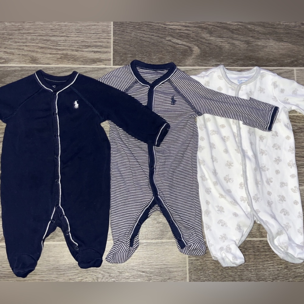Baby Boy POLO footed bodysuit LOT